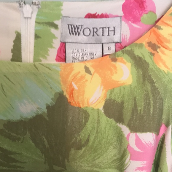 WORTH FLORAL SILK  DRESS - Picture 2 of 7